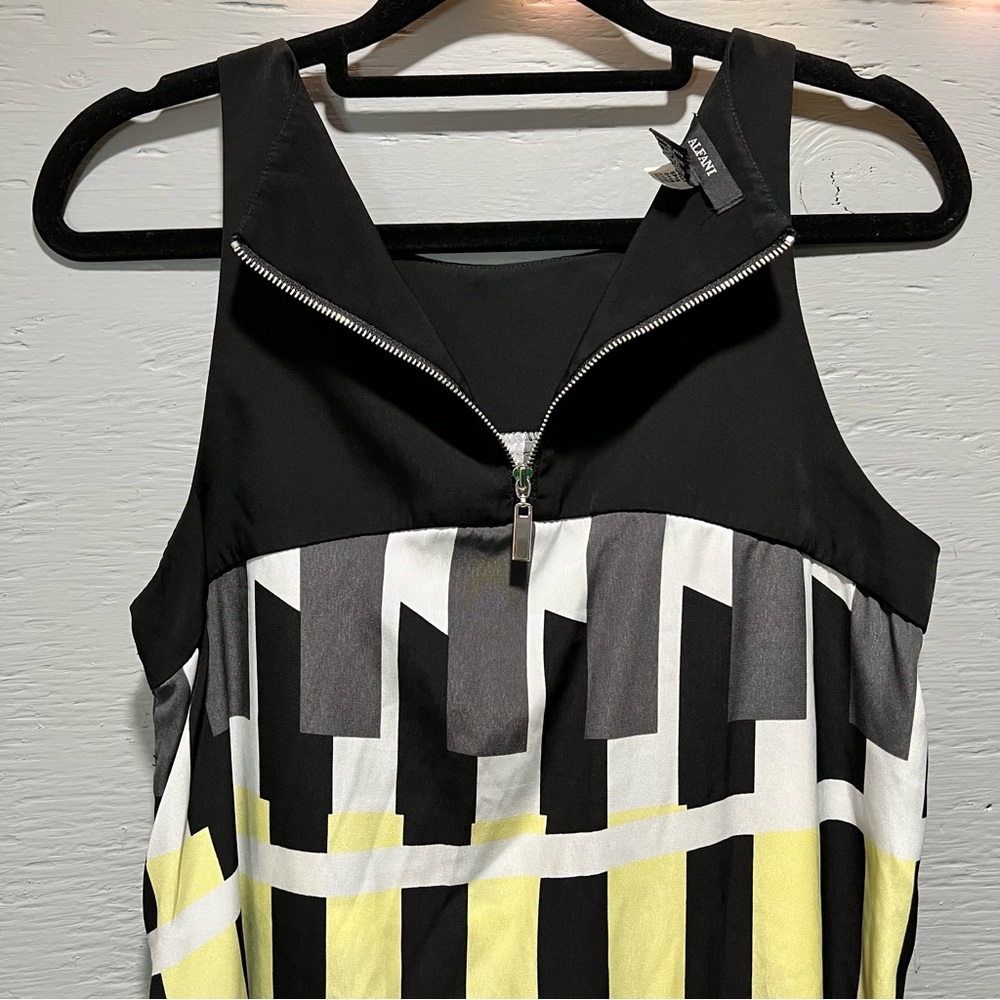 Alfani watercolor drape asymmetrical hem high neck zip closure midi dress - Picture 4 of 11